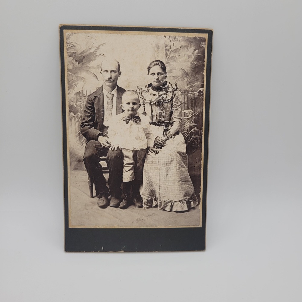 Antique Cabinet Card Family‎ Portrait Victorian Era Studio Photograph Sepia